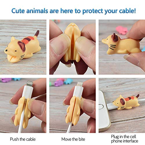 Newseego Protector de Cable Cargador de Ahorro Chewers de Cable Cute Animal Bite Protecciones para Cables - Paquete de 9 (Sesame Street, Erizo, Panda, Cerdo, Oso Polar, Tigre, Tiburón, Perro, Conejo)