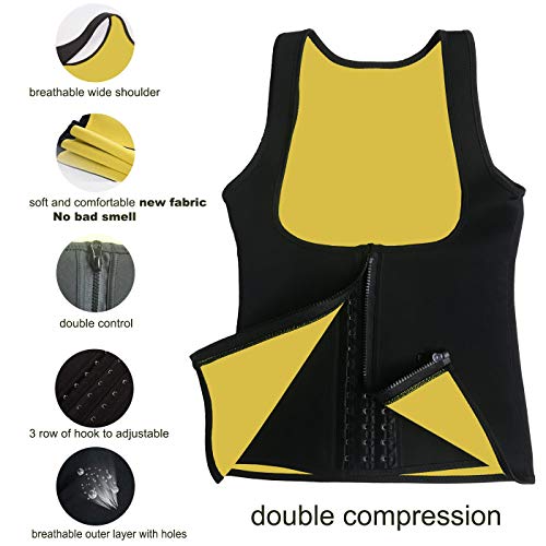 NHEIMA Chaleco Neopreno Sauna Mujer Fajas Reductoras Adelgazantes Mujer Compresion Sudoración para Adelgazar Reducir Cintura y Abdomen para Deporte Fitness (XL, Amarillo)