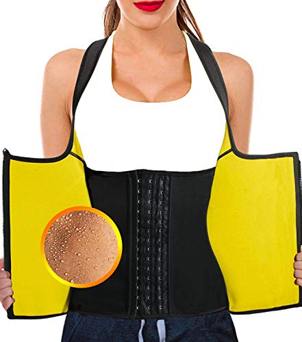 NHEIMA Chaleco Neopreno Sauna Mujer Fajas Reductoras Adelgazantes Mujer Compresion Sudoración para Adelgazar Reducir Cintura y Abdomen para Deporte Fitness (XL, Amarillo)