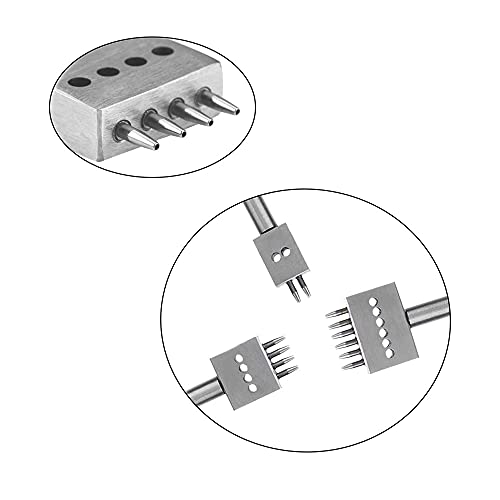 Niaciswe 3 Piezas Row Hole Puncher Cuero Herramientas Prong Steel Leather Craft Tool Juego de Herramientas de Punzón Espaciado de 5 mm Tenedores DIY Herramientas Perforadora Cuero para Coser Cuero