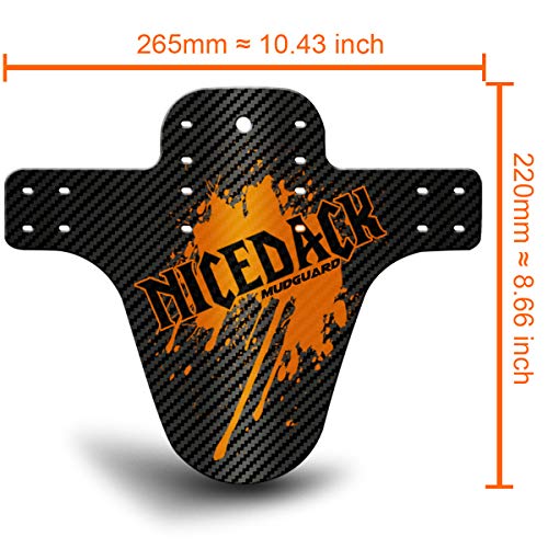 NICEDACK Guardabarros MTB, Guardabarros Bicicleta Montaña, MTB Mudguard Delantero y Trasero Compatible se Adapta a 20" 22" 26" 27,5" 29 Pulgadas de Bici y Bicicleta Fat (Negro+Naranja)