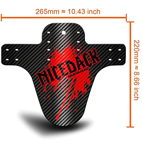 NICEDACK Guardabarros MTB, Guardabarros Bicicleta Montaña, MTB Mudguard Delantero y Trasero Compatible se Adapta a 20" 22" 26" 27,5" 29 Pulgadas de Bici y Bicicleta Fat (Negro+Rojo)