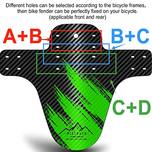 NICEDACK Guardabarros MTB, Guardabarros Bicicleta Montaña, MTB Mudguard Delantero y Trasero Compatible se Adapta a 26" 650B 27,5" 29 Pulgadas de Bici y Bicicleta Fat Mud Guard (Verde)