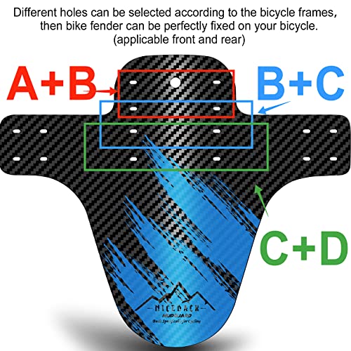 NICEDACK Guardabarros MTB, Guardabarros Bicicleta Montaña, MTB Mudguard Delantero y Trasero Compatible se Adapta a 26" 650B 27,5" 29 Pulgadas de Bici y Bicicleta Fat Mud Guard (Azul)