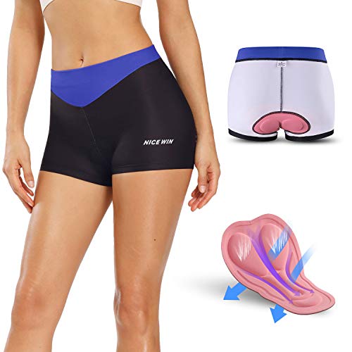 NICEWIN Pantalones Cortos de Bicicleta para Mujer Ropa Interior Acolchada de Cintura Alta Ciclismo Pantalones de equitación