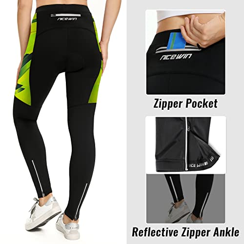 NICEWIN Pantalones de Ciclismo para Mujer, Acolchados, Largos, con Asiento Acolchado, 4D, térmicos, Largos, Transpirables, de Secado rápido, elásticos, para Ciclismo