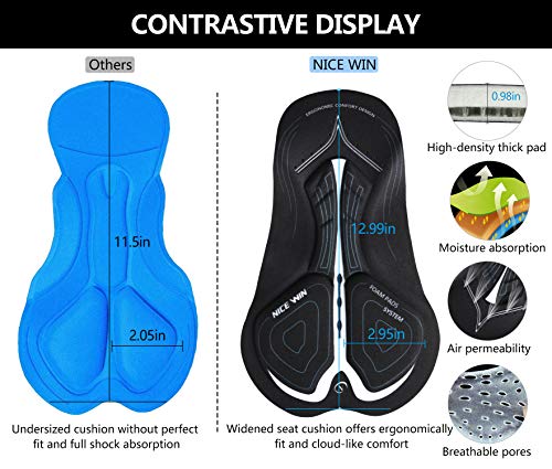 NICEWIN Ropa Interior de Ciclismo para Hombre Pantalones Cortos de compresión Acolchados en 3D MTB Bicicleta Bicicleta Motocicleta