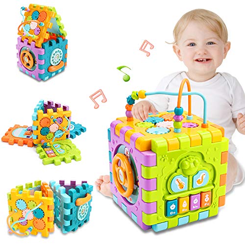 nicknack Cubo de actividades para bebés, 6 en 1 Cubo de juego para niños pequeños Centro de Actividades Cubo Clasificador de Formas para Niños y Niñas de 18 meses en adelante