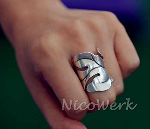 NicoWerk Anillo de plata de ley 925 prémium para mujer, ancho anillo en estilo vintage, diseñado en Alemania, anillo de diseño celta ajustable, paquete de regalo, 190