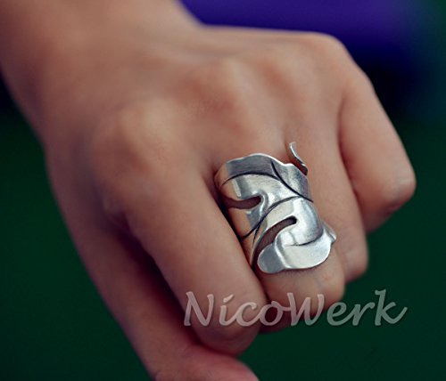 NicoWerk Anillo de plata de ley 925 prémium para mujer, ancho anillo en estilo vintage, diseñado en Alemania, anillo de diseño celta ajustable, paquete de regalo, 190