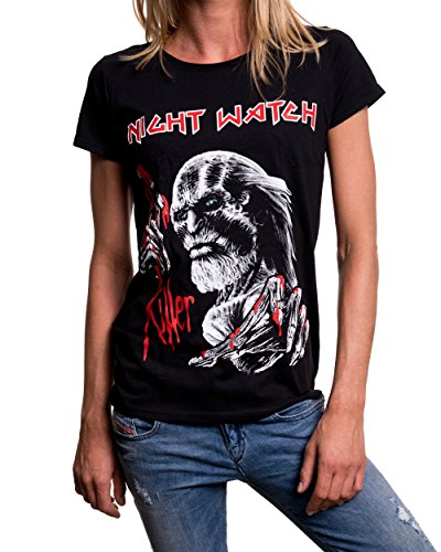 Night Watch Killer - Camisetas Originales Juegos de Trones Mujer Iron Maiden Negra M