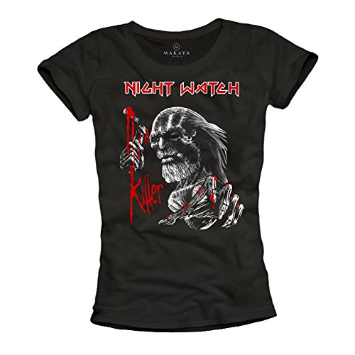 Night Watch Killer - Camisetas Originales Juegos de Trones Mujer Iron Maiden Negra M