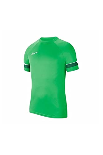 NIKE Camiseta de Entrenamiento Academy 21 para Hombre, Hombre, Camiseta, CW6101-362, Verde Brillante, Blanco, Verde Pino, Blanco, Large