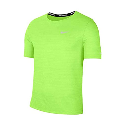 NIKE DF Miler, Camiseta Hombre, Ghost Green/Reflective Silv, M