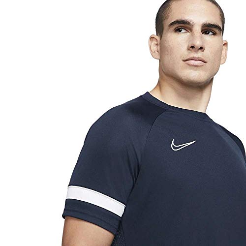 NIKE Dri-FIT Academy 21 Jersey de Manga Corta, Hombre, Obsidian/Weiss/Weiss/Weiss, L