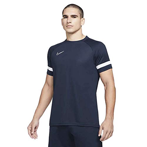 NIKE Dri-FIT Academy 21 Jersey de Manga Corta, Hombre, Obsidian/Weiss/Weiss/Weiss, L