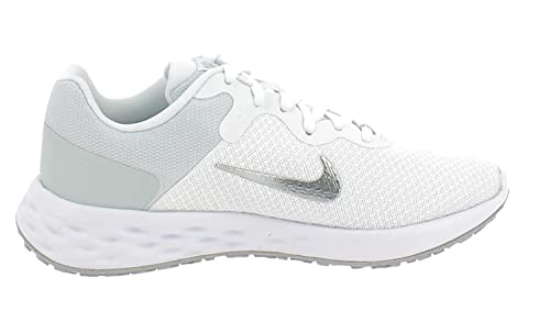 Nike Revolution 6, Road Running Shoe Mujer, White/Metallic Silver-Pure Platinum, 38 EU