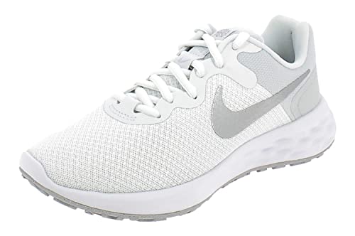 Nike Revolution 6, Road Running Shoe Mujer, White/Metallic Silver-Pure Platinum, 38 EU