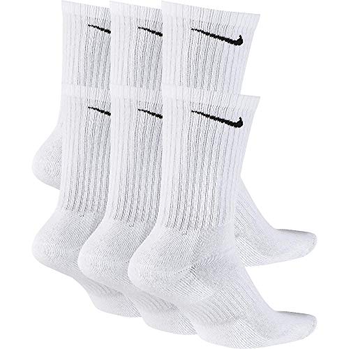 NIKE U NK Everyday Cush Crew 6Pr Calcetines, Hombre, Blanco (White/Black), L