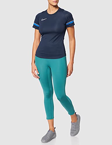 NIKE W NK Dry ACD21 Top SS T-Shirt, Women's, Obsidian/White/Royal Blue/White, S