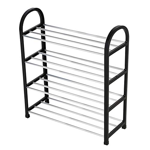 Nikou Shoe Rack - Gabinete apilable para bandejas de Almacenamiento en la Plataforma Shoe Tower Shelf, Plastic + Aluminum (tamaño : 4 Tiers)