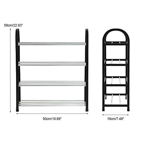 Nikou Shoe Rack - Gabinete apilable para bandejas de Almacenamiento en la Plataforma Shoe Tower Shelf, Plastic + Aluminum (tamaño : 4 Tiers)