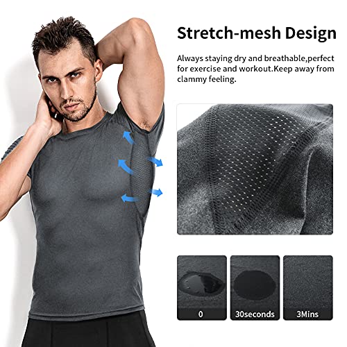 Niksa 3 Piezas Camiseta Compresión Hombre,Deportiva para Hombre Amiseta de Manga Corta Camiseta Entrenamiento Hombre Diseño de Malla Transpirable Secado rápido para Running Gym Ciclismo