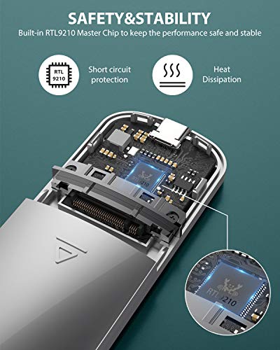 NIMASO Carcasa M.2 NVMe USB C,Caja M.2 NVMe PCIe USB 3.1 Gen2 con UASP,10Gbps Carcasa Disco Duro M.2 para SSD M.2 NVMe M Key o B+M Key 2230/2242/2260/2280 Compatible con PS4 Xbox PC Macbook