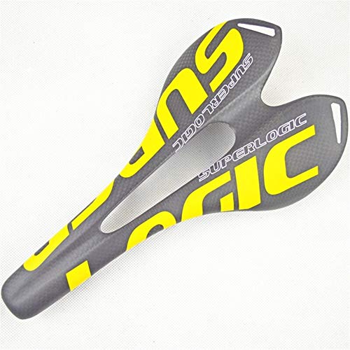 NIMUDU Sillin Bicicleta Montaña 3K Fibra de Carbono Total sillín Camino MTB de la Bici del carbón Silla Cojín Mate Bicicletas 275 * 143mm Ciclismo Piezas (Color : Yellow)