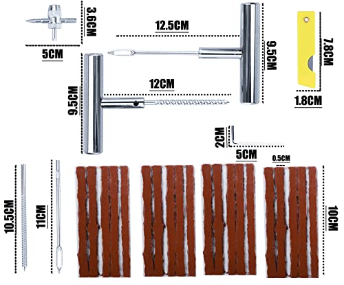 ninabei Kit de Reparación de Neumáticos，Kit antipinchazos Coche Herramienta de reparacion de pinchazos,20 tilas de repalacion (repala neumatico)