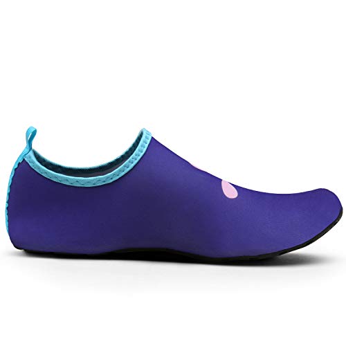 Niño Zapatos de Agua de Natación Infantil para Niños Niñas Adolescentes Slip on Suave Descalzo Aqua Calcetines para La Piscina de Playa,Delfín Azul,34/35