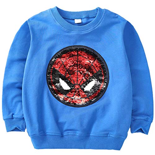 Niños Niñas Niños Superhero Flip Lentejuelas Color Moda Sudadera de Manga Larga Algodón (3-8 años) (3-4 años de Edad, B)