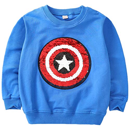 Niños Niñas Niños Superhero Flip Lentejuelas Color Moda Sudadera de Manga Larga Algodón (3-8 años) (3-4 años de Edad, B)