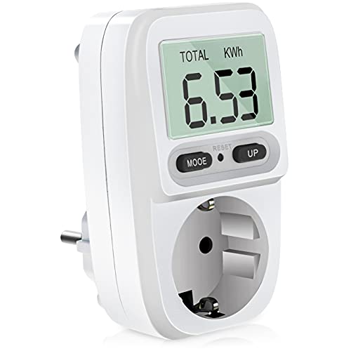 Nisear Enchufe Medidor de Consumo de Energía, con pantalla LCD, protección contra sobrecarga, monitor analizador de energía calculadora, máxima 3680W