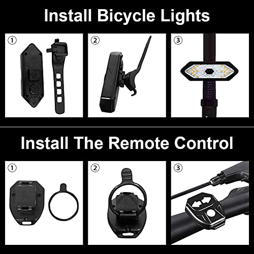 NIUAWASA Luz para bicicleta, luz trasera para bicicleta con indicadores de dirección, lámpara de claxon, mando a distancia inalámbrico, 5 modos, indicador para bicicleta con advertencia de seguridad