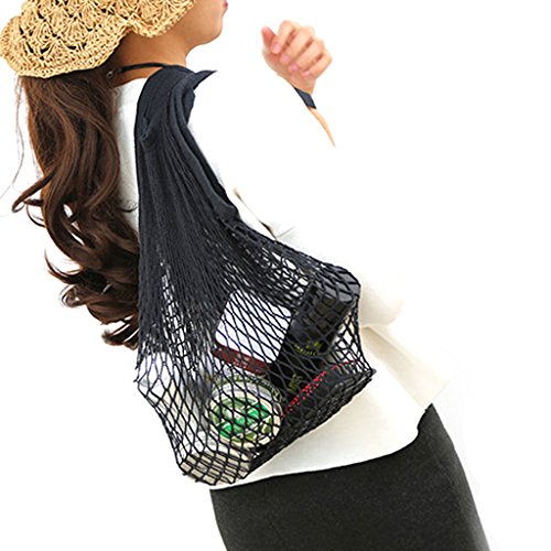 niumanery Mesh Net Turtle Bag String Shopping Bag Reusable Fruit Storage Handbag Totes Beige