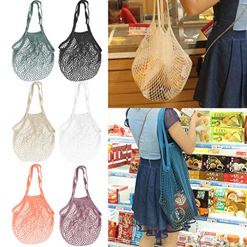 niumanery Mesh Net Turtle Bag String Shopping Bag Reusable Fruit Storage Handbag Totes Black