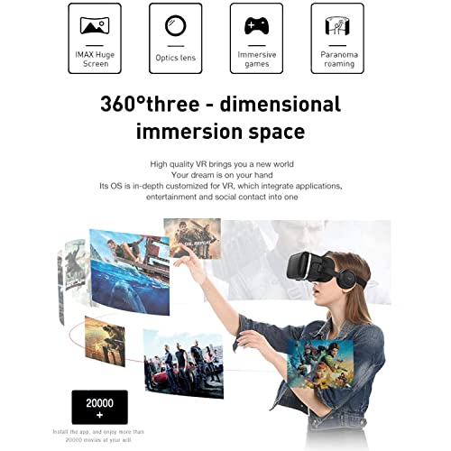 NK Gafas VR para Smartphone con Auriculares - Gafas Inteligentes 3D Realidad Virtual con Audio para Smartphone entre 4.7" - 6.53", Ángulo Visión 90-100º, Giro 360º, Objetivo y Pupila Regulable - Negro