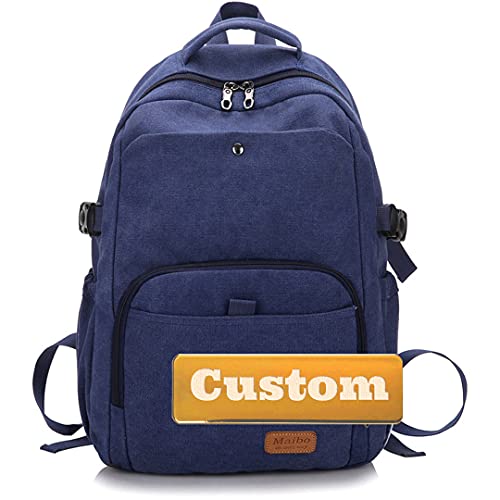 Nombre personalizado Lightweight Running Backpack Outdoor Daypack para Chica Canvas Casual (Color : Blue, Size : One size)