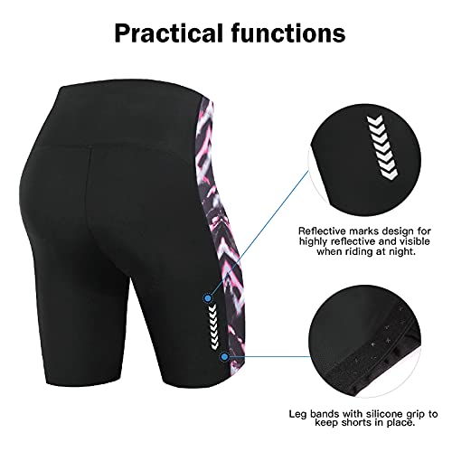 NOOYME Pantalon Corto Ciclismo Mujer Acolchado 4D Pantalones Corto Bicicleta Mujer con Gel Acolchado Pantalones Cortos De Ciclism para Mujer Pantalon Ciclismo Mujer ​Culotte Ciclismo Mujer