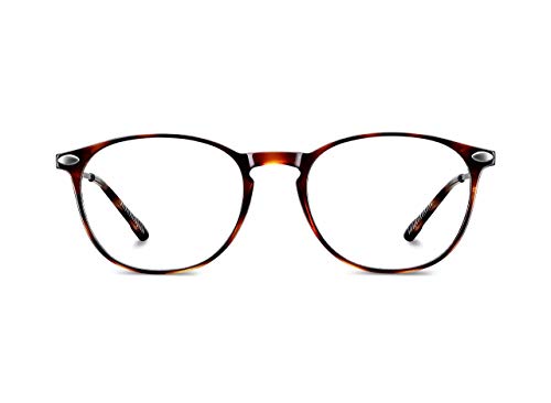 Nooz Optics - Gafas contra la luz azul sin corrección Hombre y Mujer para Ordenador, Smartphone, Gaming o Televisión - Forma Ovalada - Color Tortoise - Colección Alba