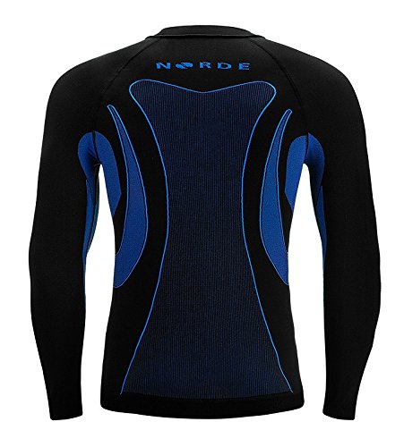 Norde Conjunto de ropa interior funcional para hombre [Termoactiva + Transpirable] capa base para deportes al aire libre [Grande -Azul negro]