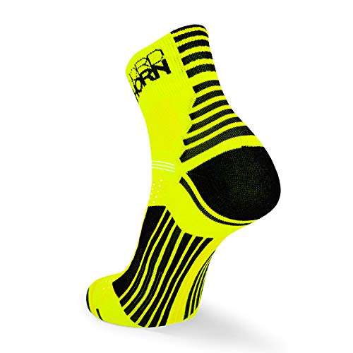 Nordhorn Calcetines deportivos para hombre y mujer, Quarter Sneaker Calcetines transpirables para correr, correr, fitness, ciclismo, Todo el año, Hombre, color amarillo, tamaño 38/40 ES