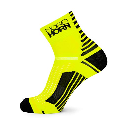 Nordhorn Calcetines deportivos para hombre y mujer, Quarter Sneaker Calcetines transpirables para correr, correr, fitness, ciclismo, Todo el año, Hombre, color amarillo, tamaño 38/40 ES