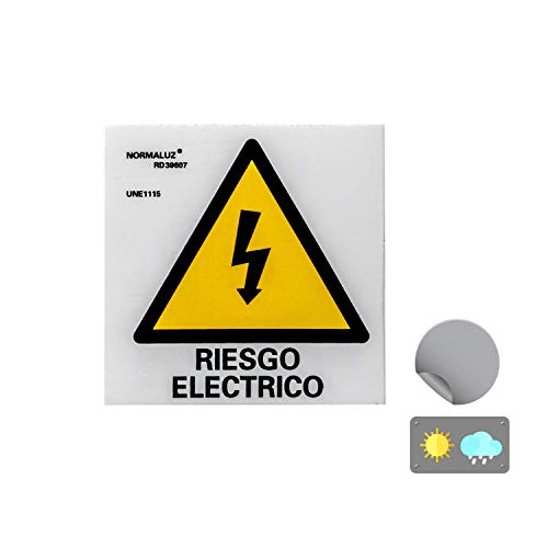 Normaluz RD39607 - Señal Adhesiva 10 Unidades Riesgo Eléctrico Rayo Adhesivo de Vinilo, Amarillo, 5x5 cm