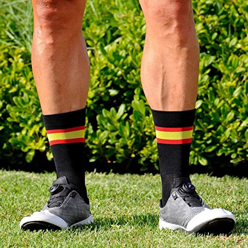 NORTEI - Calcetines Bandera España para Ciclismo, MTB y Running de Meryl para hombre y mujer – Spain (L, Negro)