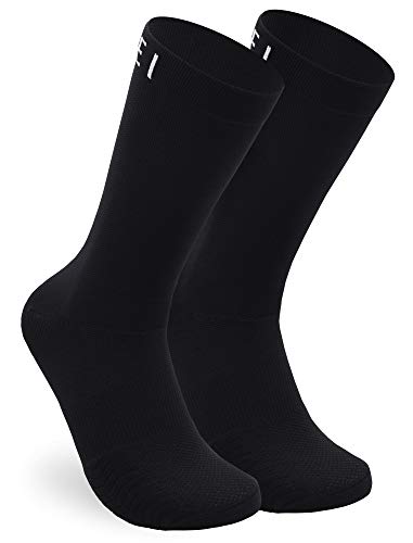 NORTEI Calcetines para Ciclismo, MTB y Running de Caña Alta para Hombre y Mujer – Infinity Black (M (40-42))