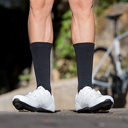 NORTEI Calcetines para Ciclismo, MTB y Running de Caña Alta para Hombre y Mujer – Infinity Black (M (40-42))