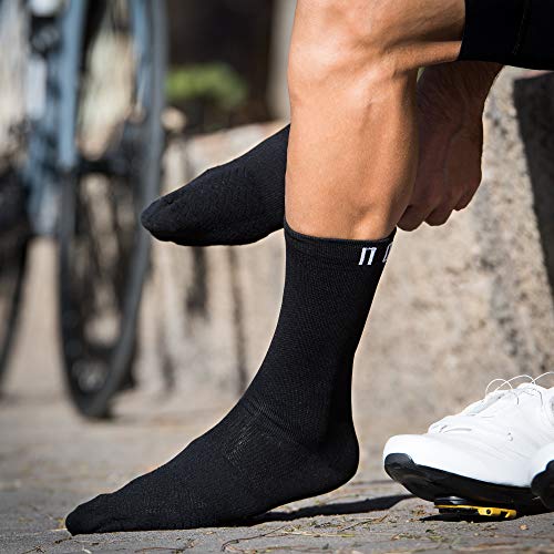 NORTEI Calcetines para Ciclismo, MTB y Running de Caña Alta para Hombre y Mujer – Infinity Black (XL (46-48))