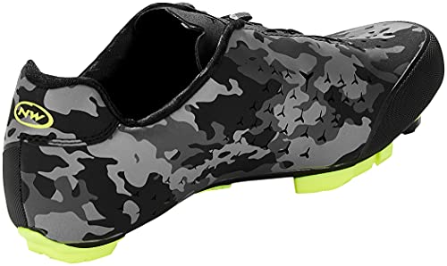 Northwave Rebel 2 MTB Camo - Zapatillas para bicicleta de montaña (39,5), color negro, gris y amarillo